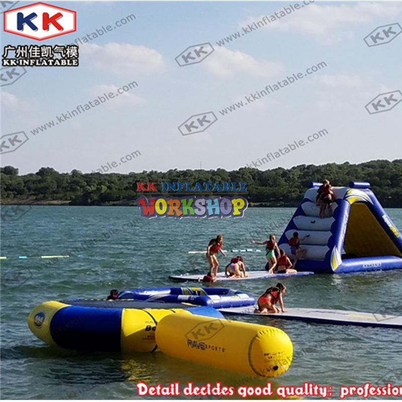Funny Giant Inflatable Water Park Inflatable Floating Slides with Island Trampoline