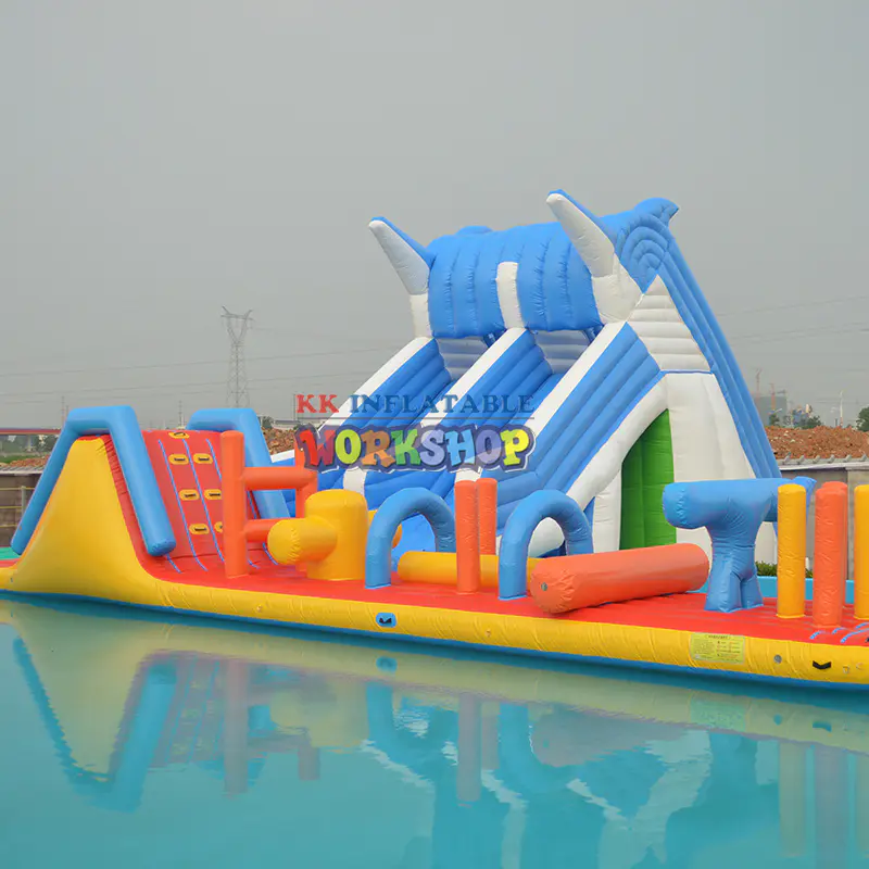 Giant Island Inflatable Water park Combination inflatable Floating Water Slides