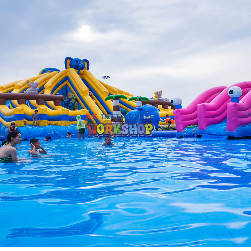 Large inflatable water park