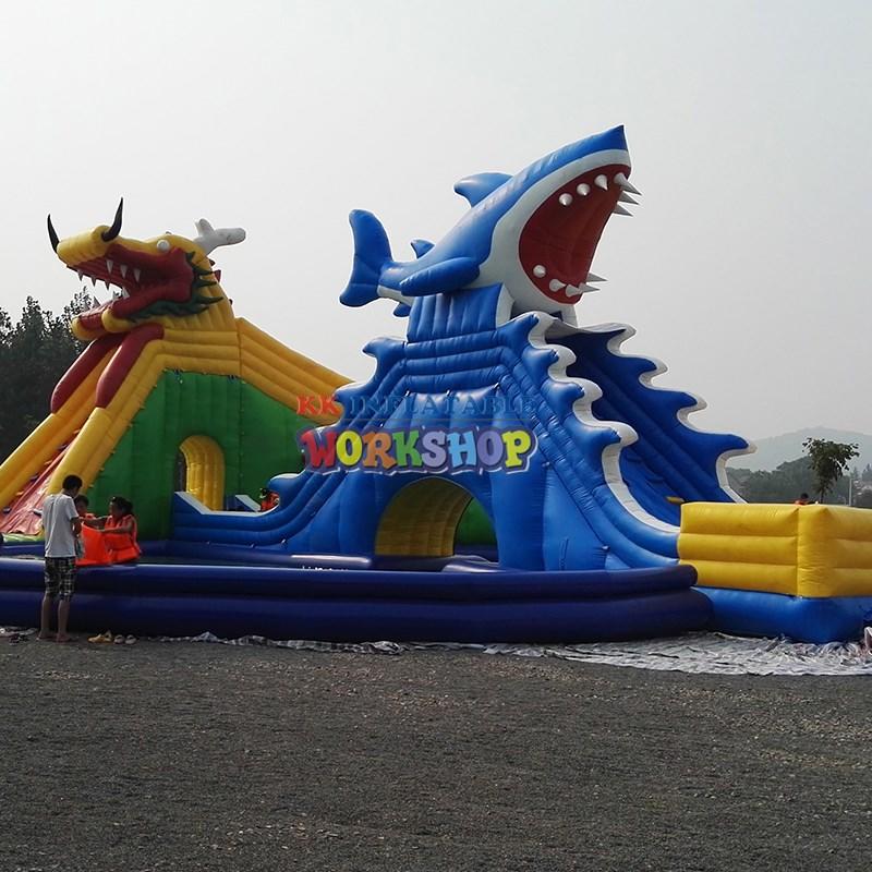 cartoon inflatable water playground rainbow for beach KK INFLATABLE