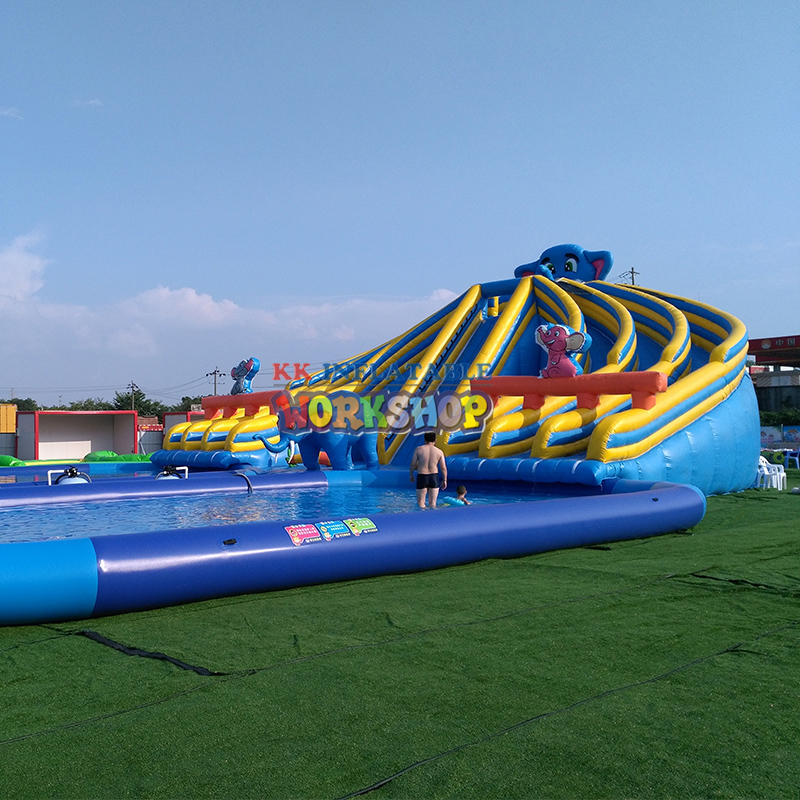 Rainbow Slide Commercial 6 Lane Inflatable Water Slides Inflatable Swimming Pool