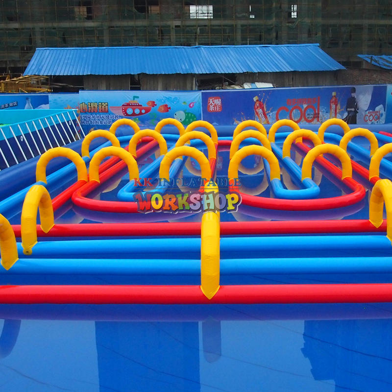 Rainbow Slide Commercial 6 Lane Inflatable Water Slides Inflatable Swimming Pool