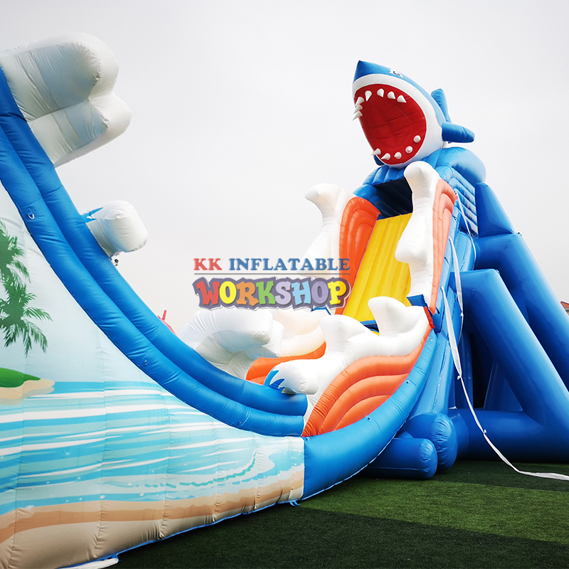Inflatable giant shark water slide