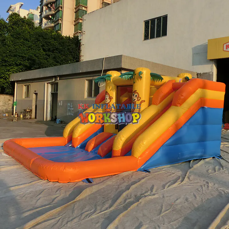 Colorful Inflatable Water Park Combination Climbing Free Fall Inflatable Water Slides