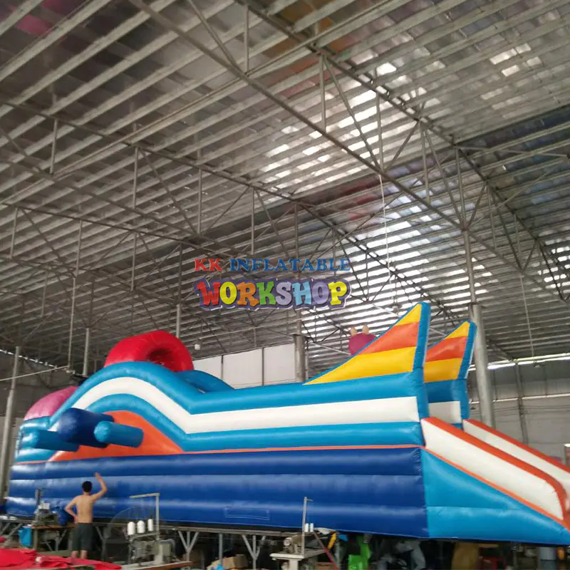 Theme inflatable pool water park, giant water slide with detachable pool