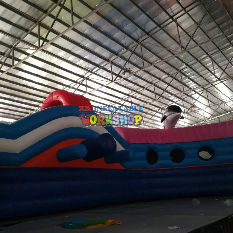 Theme inflatable pool water park, giant water slide with detachable pool