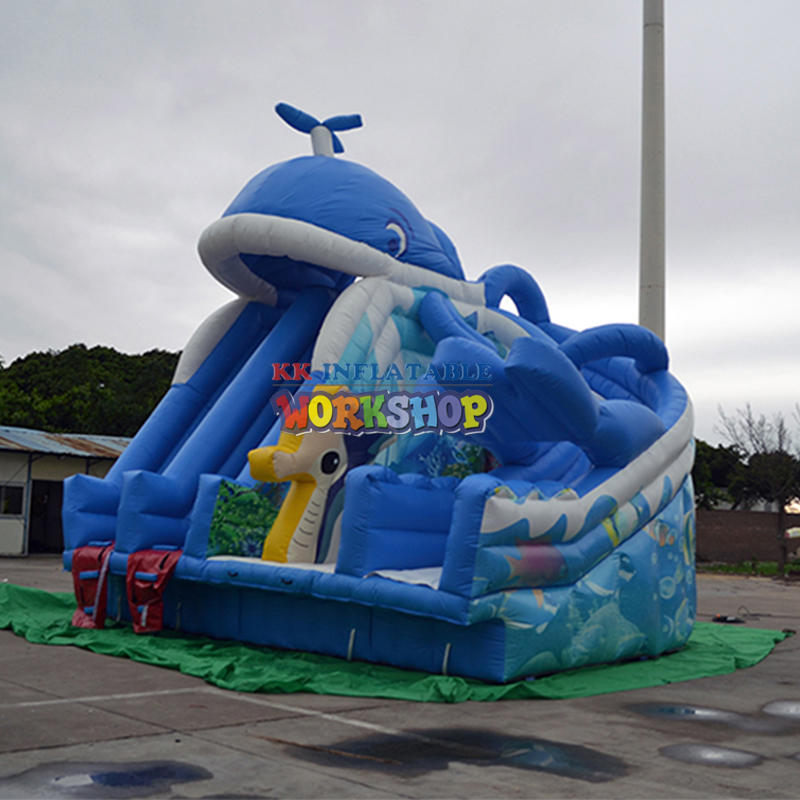 Whale baby inflatable water slide for frame swimming pool