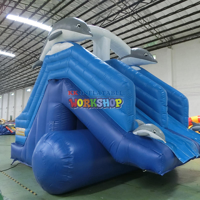 dolphins blue inflatable slide Above Swimming Pool inflatable water slides