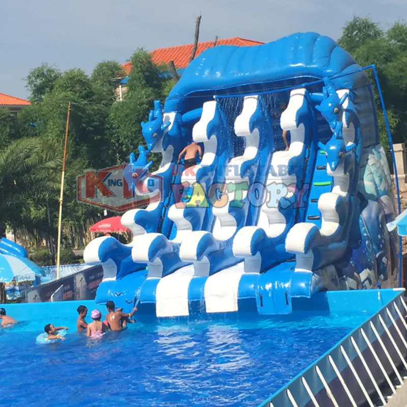 Wear-resistant PVC inflatable water slide with pool