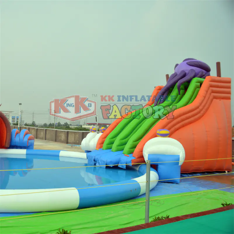 Public Playground Waterpark Large Land Kids Waterslide Inflatable Water Park