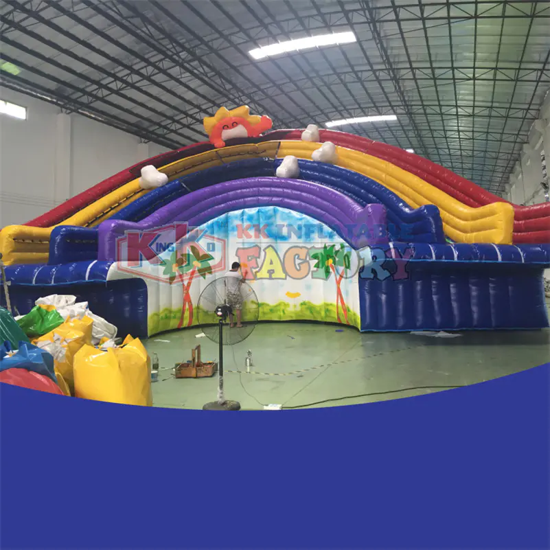 Customized rainbow shaped inflatable water slide