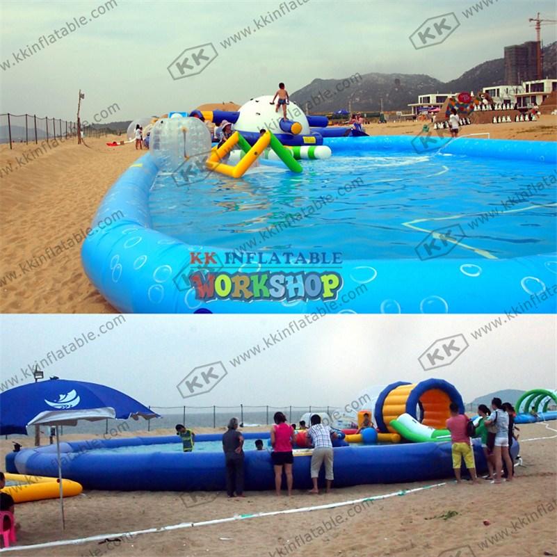 rainbow inflatable water playground slide pool combination for seaside KK INFLATABLE