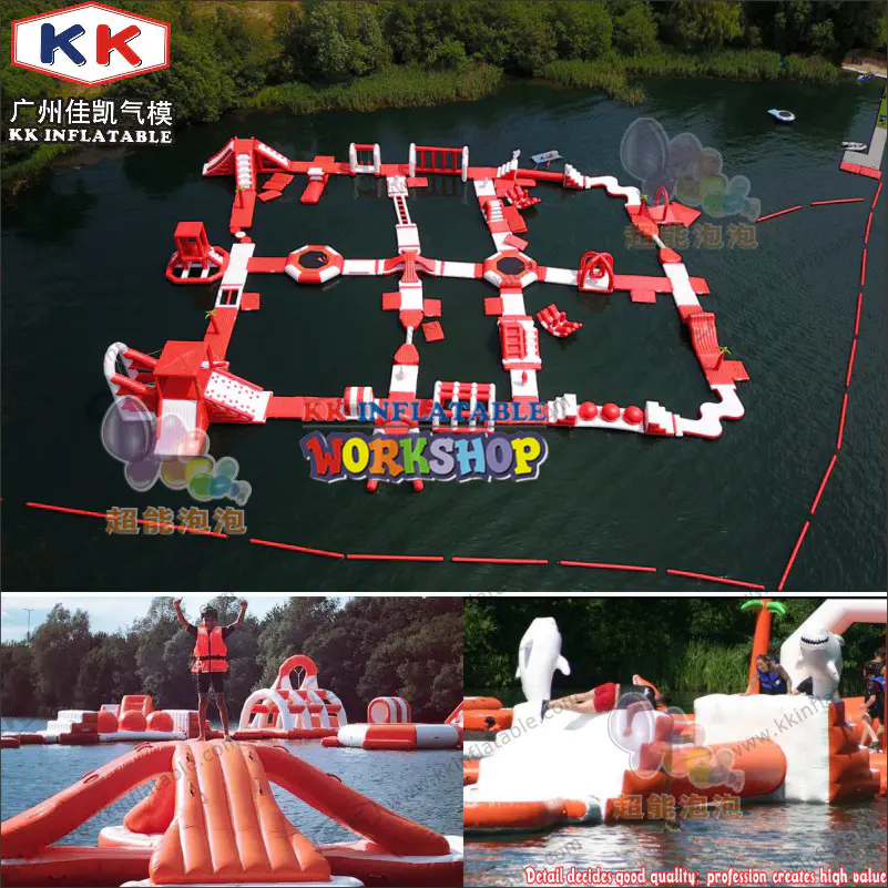 Floating inflatable toys on the water inflatable water obstacle project