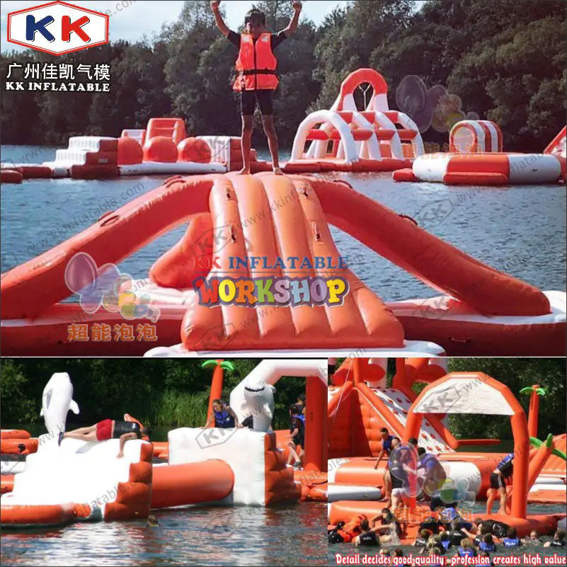 Floating inflatable toys on the water inflatable water obstacle project