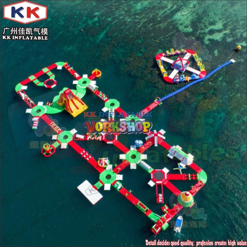 pvc kids inflatable water park blue for seaside KK INFLATABLE