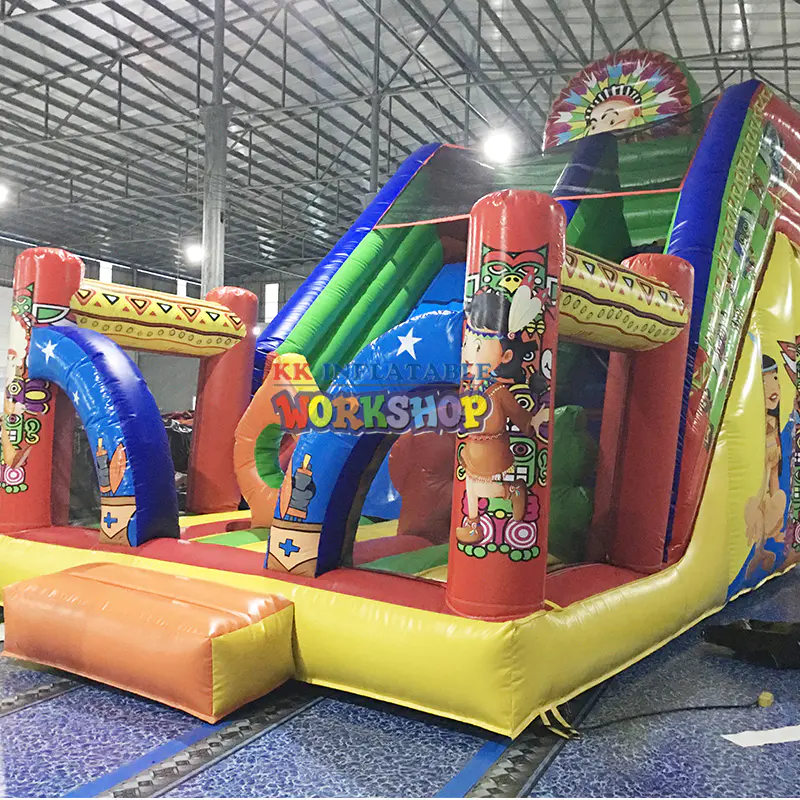 New design Indian theme Commercial grade inflatable bouncer slide combo bouncy castle with slide