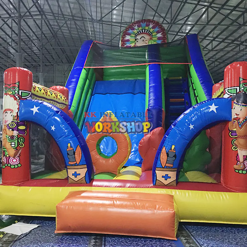 New design Indian theme Commercial grade inflatable bouncer slide combo bouncy castle with slide