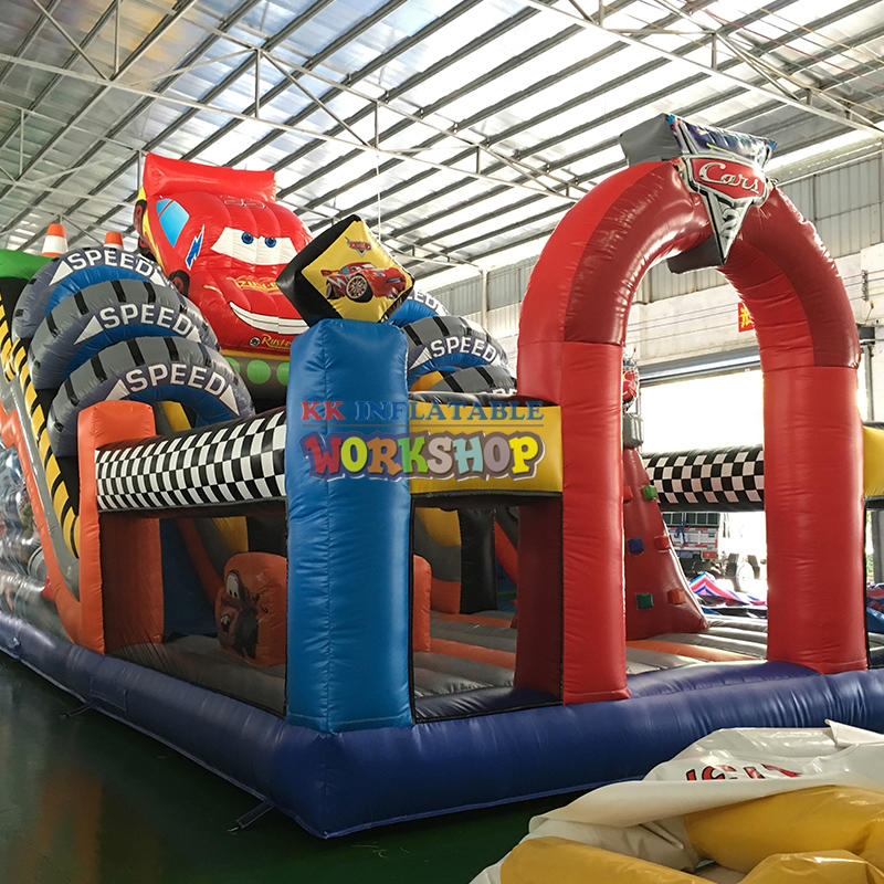 Large Racing Car Theme Inflatable Dry Slides Combo Inflatable Bounce House For Kids