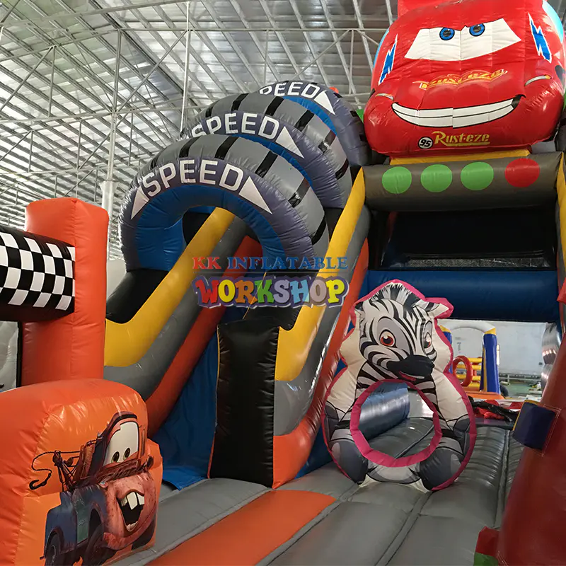 Large Racing Car Theme Inflatable Dry Slides Combo Inflatable Bounce House For Kids