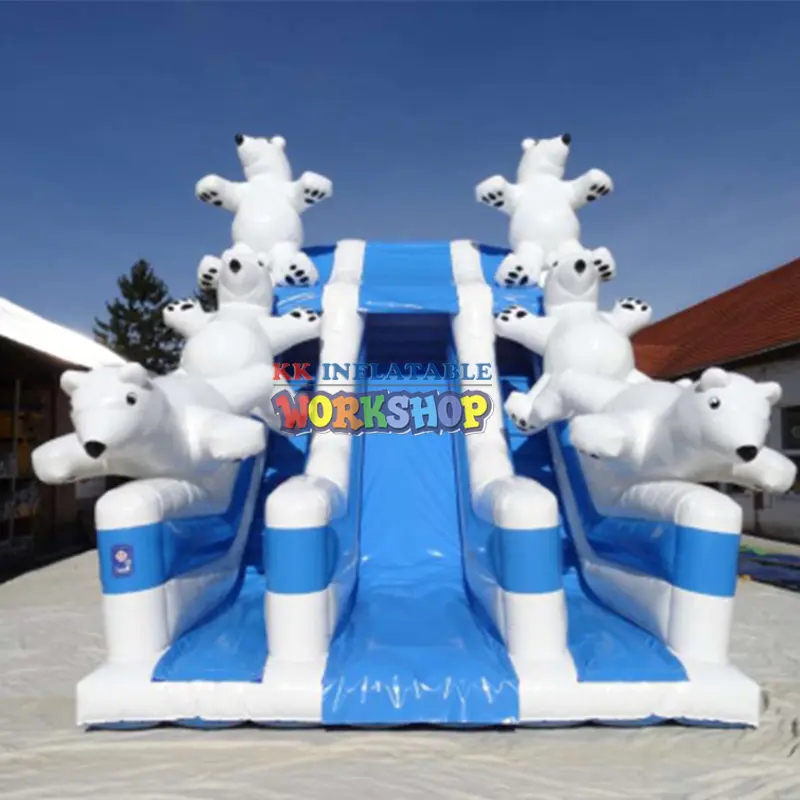 Skiing polar bear air filled snow slide giant inflatable slide