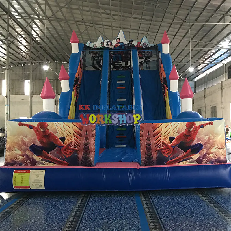Commercial Giant Jumping Castle Slide Spider Man Bouncy inflatable slide