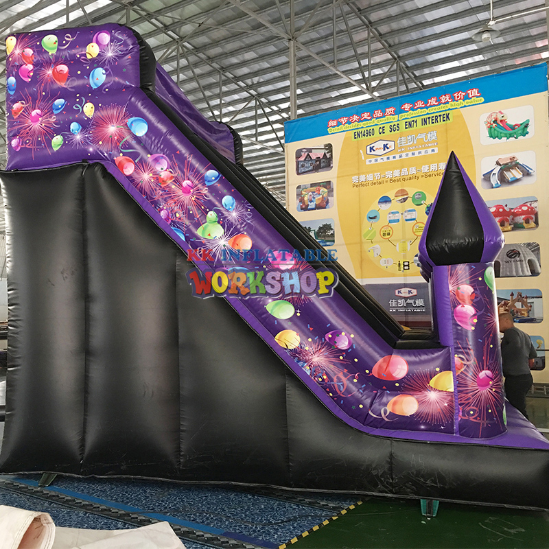 Inflatable bounce purplish black combo slide