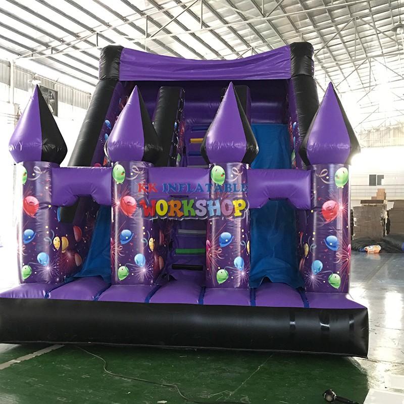 fire truck shape bouncy castle with slide supplier for playground KK INFLATABLE