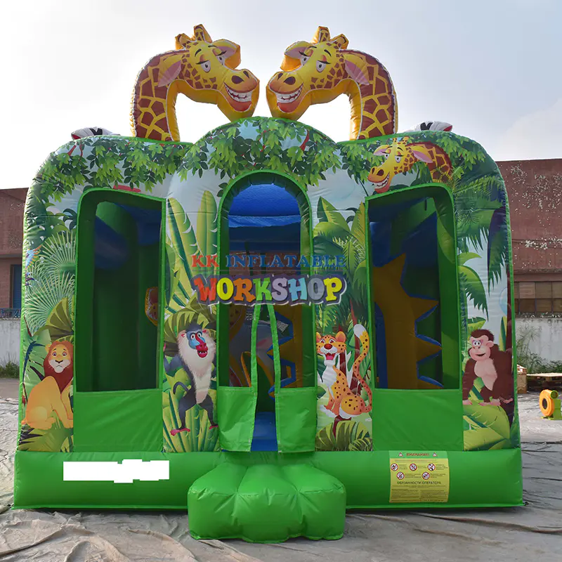 Giraffe Jungle Animals Inflatable Bouncy House, Forest Giraffe Inflatable Bouncer Manufacturer