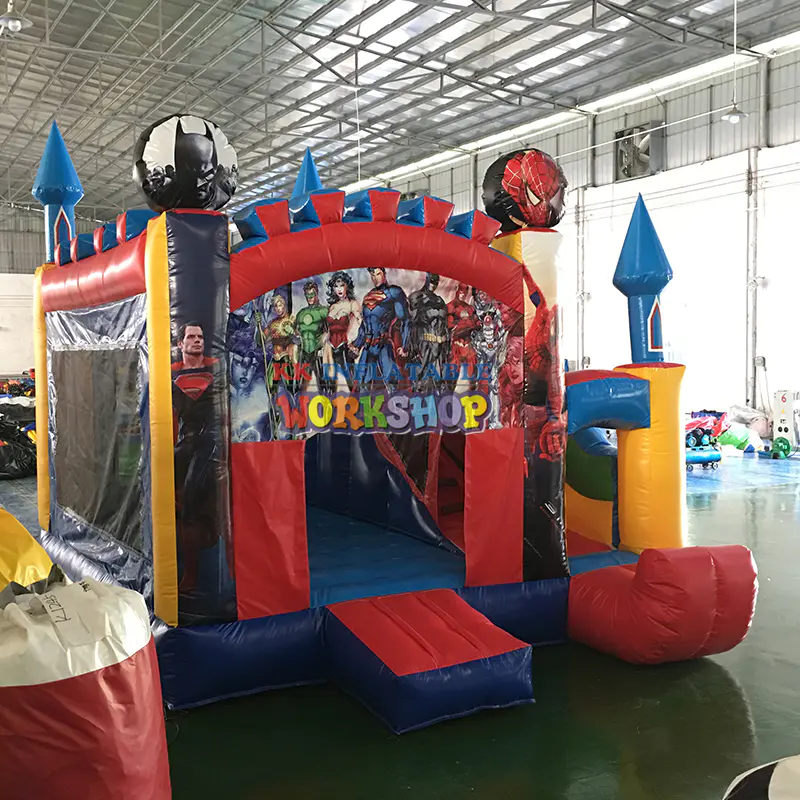 Commercial Rental Inflatable Justice League Combo, Air Bounce Slide Party Event Rental Use