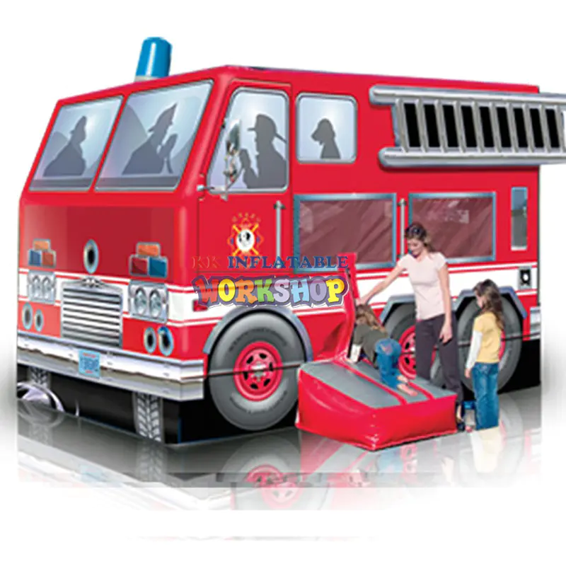 Inflatable Fire Station Bounce House Truck Slide Combo