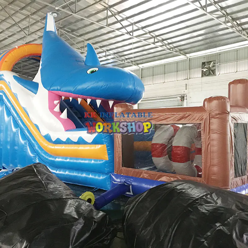 Waterproof Shark Theme Kids Inflatable Combo Jumper Commercial bouncer slide