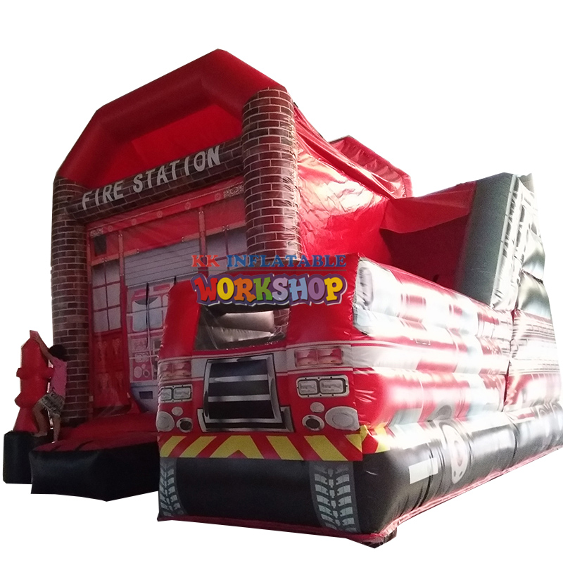 KK INFLATABLE fire truck shape big water slides various styles for playground-1