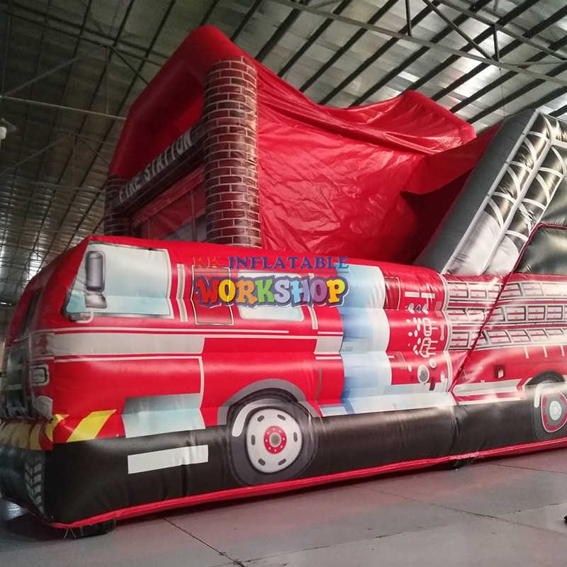KK INFLATABLE fire truck shape big water slides various styles for playground-2