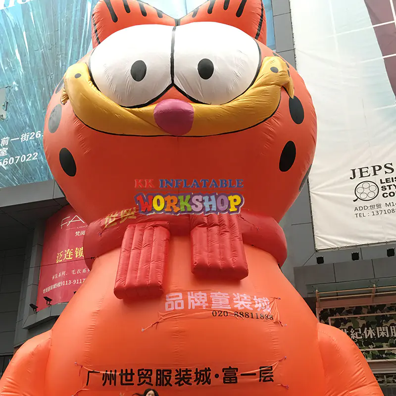 Custom giant inflatable cat, 12M Tall PVC Portable Beautiful Inflatable Coffee Cat For Clothing Trade Show Adverting Model