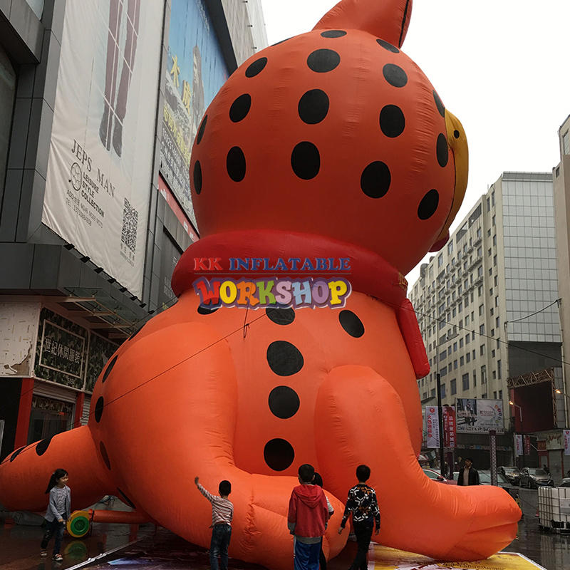 Custom giant inflatable cat, 12M Tall PVC Portable Beautiful Inflatable Coffee Cat For Clothing Trade Show Adverting Model