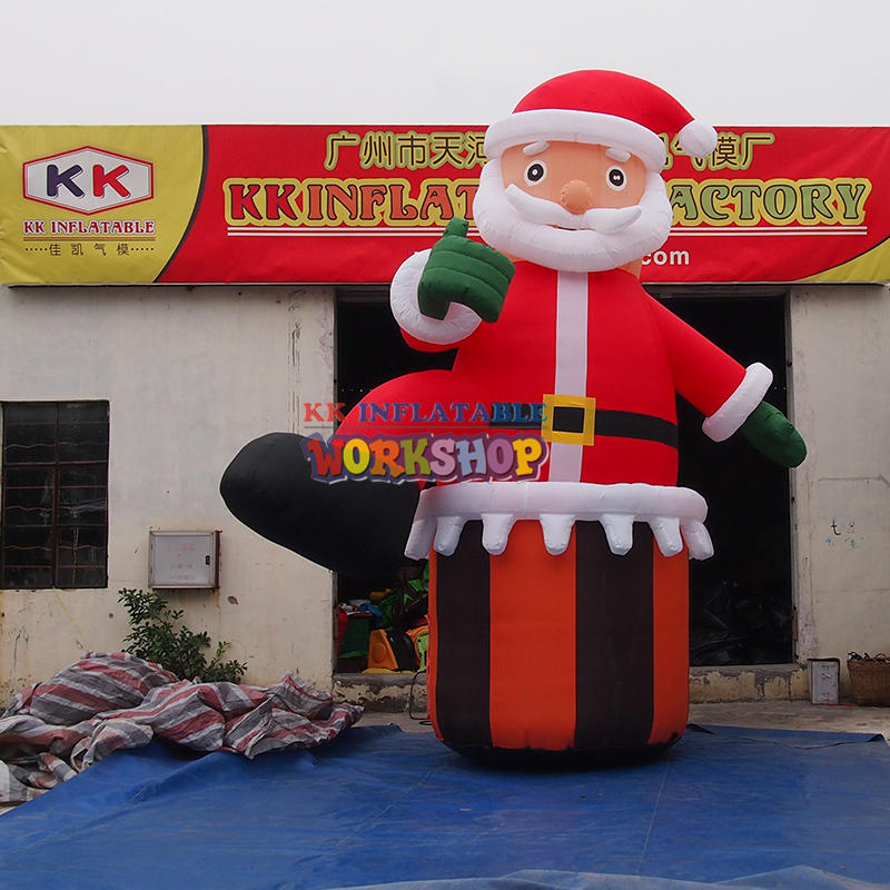 Customized Outdoor Christmas Decorations 6ft LED Lights Promotion Standing Up Inflatable Christmas Santa Claus