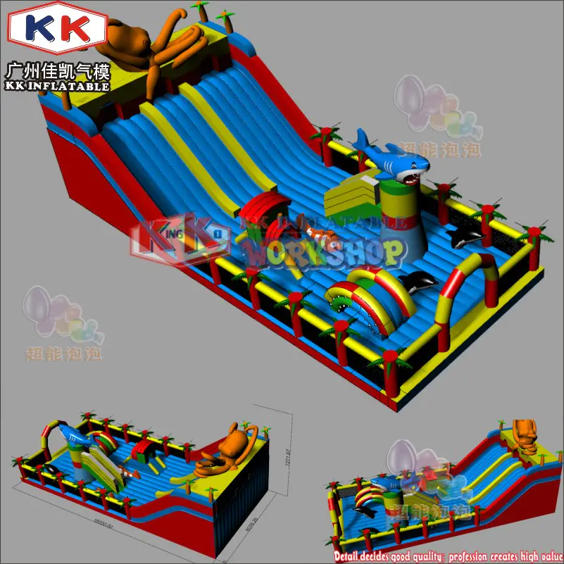 Bouncer type kids inflatable amusement theme park fun city outdoor playground jumping bouncer slide