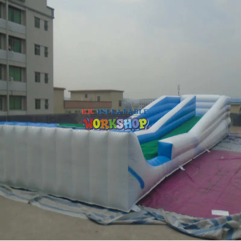 Long Inflatable Slideway Surfing Pool, dual lane Extreme Slide