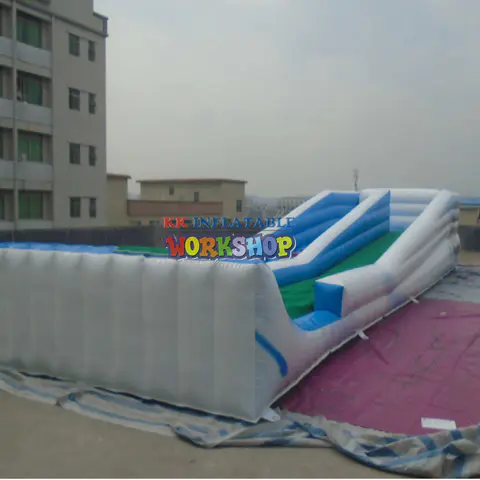 Long Inflatable Slideway Surfing Pool, dual lane Extreme Slide