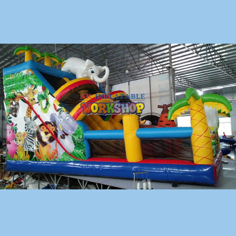 Forest Theme Inflatable Slide Elephant Jumping Castle Bouncy Slides