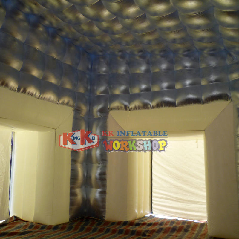 Silver Giant Inflatable Party Tent Custom silver cube inflatable event tent