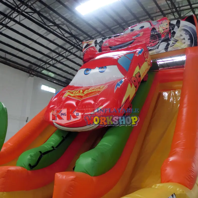 Children's Park Double Channel Inflatable Volcano Wave Dry Slide