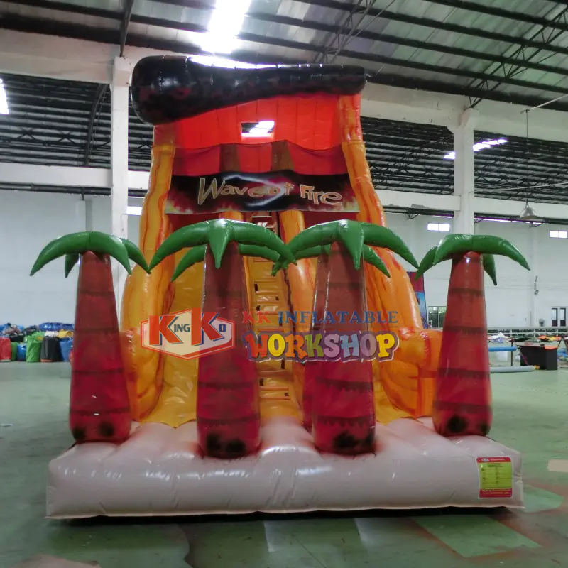 Children's Park Double Channel Inflatable Volcano Wave Dry Slide