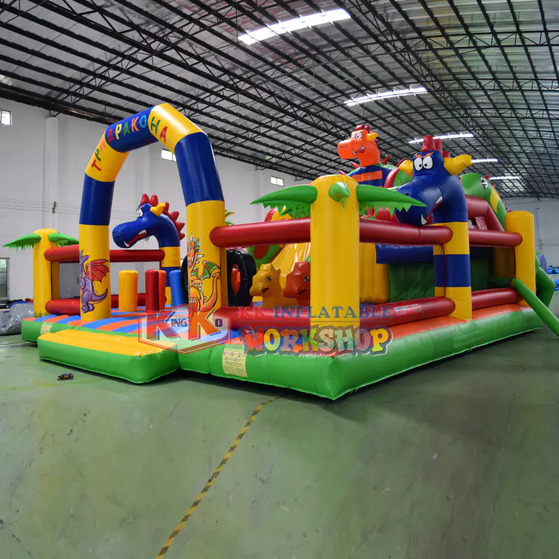 Custom Dragon Theme inflatable bouncy castle slide playground Russia Markets children inflatable castle slide
