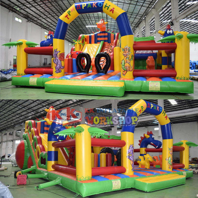 Custom Dragon Theme inflatable bouncy castle slide playground Russia Markets children inflatable castle slide