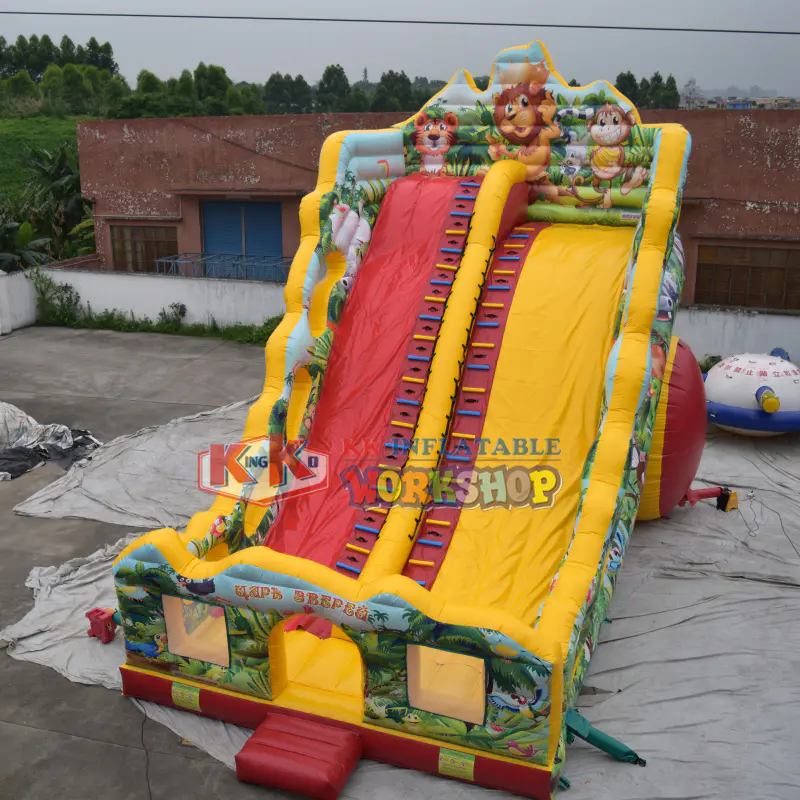 HD Printing Jungle Wet Dry Air Inflatable Bouncy Slide