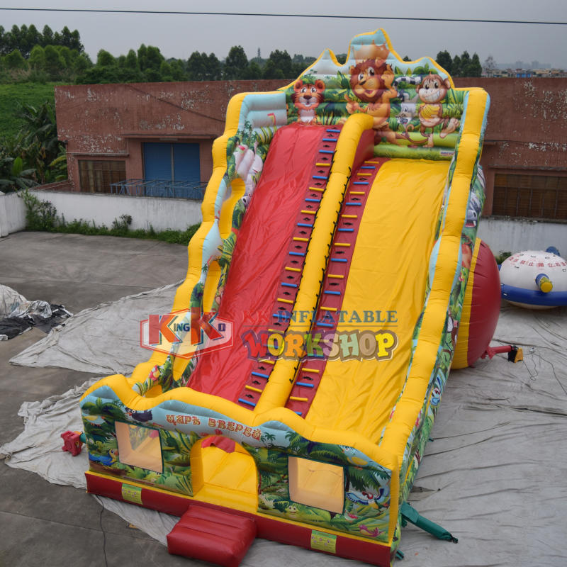 HD Printing Jungle Wet Dry Air Inflatable Bouncy Slide