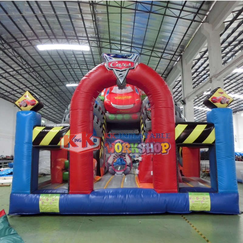 Outdoor Racing Cars inflatable Dry slide inflatable bouncer with slide for kids and adults