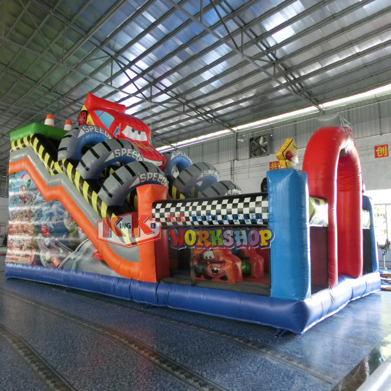 Open-wheel Racing Inflatable Slide, 2020 New Big Inflatable Racing Car Slide for Kids Playing