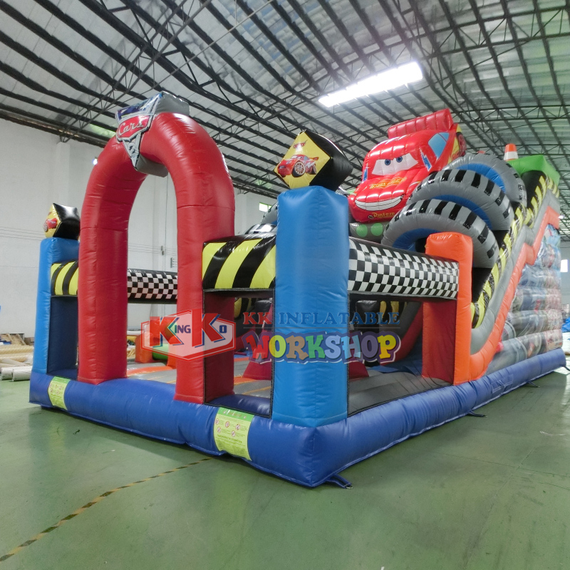 Outdoor Racing Cars inflatable Dry slide inflatable bouncer with slide for kids and adults